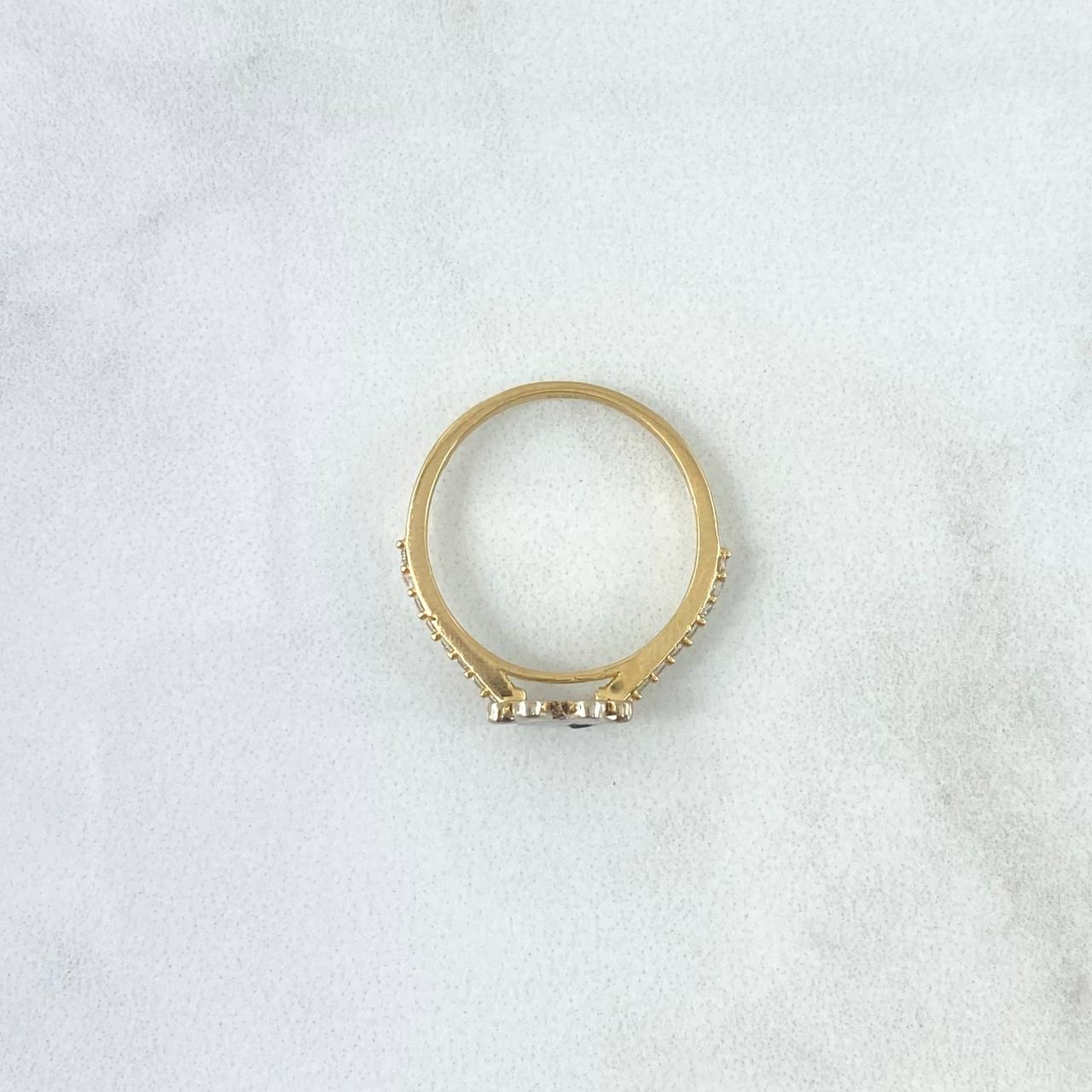 Fingerprint Ring 2.45gr / T6 1/4 / Blue Zircon Two-tone Yellow and White Gold