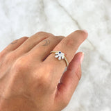 Fingerprint Ring 2.45gr / T6 1/4 / Blue Zircon Two-tone Yellow and White Gold