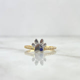 Fingerprint Ring 2.45gr / T6 1/4 / Blue Zircon Two-tone Yellow and White Gold