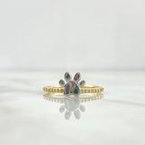 Fingerprint Ring 2.45gr / Size 7 1/4 / Green Zircon Two-tone Yellow and White Gold
