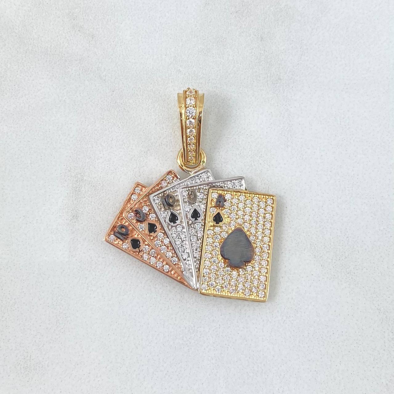 Pendant Poker Cards 5.85gr / 3.2cm / White Zircons Three Golds