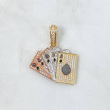 Pendant Poker Cards 5.85gr / 3.2cm / White Zircons Three Golds