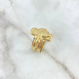 Cross Christ Ring 1.4gr / Size 5 3/4 / Textured 18K Yellow Gold