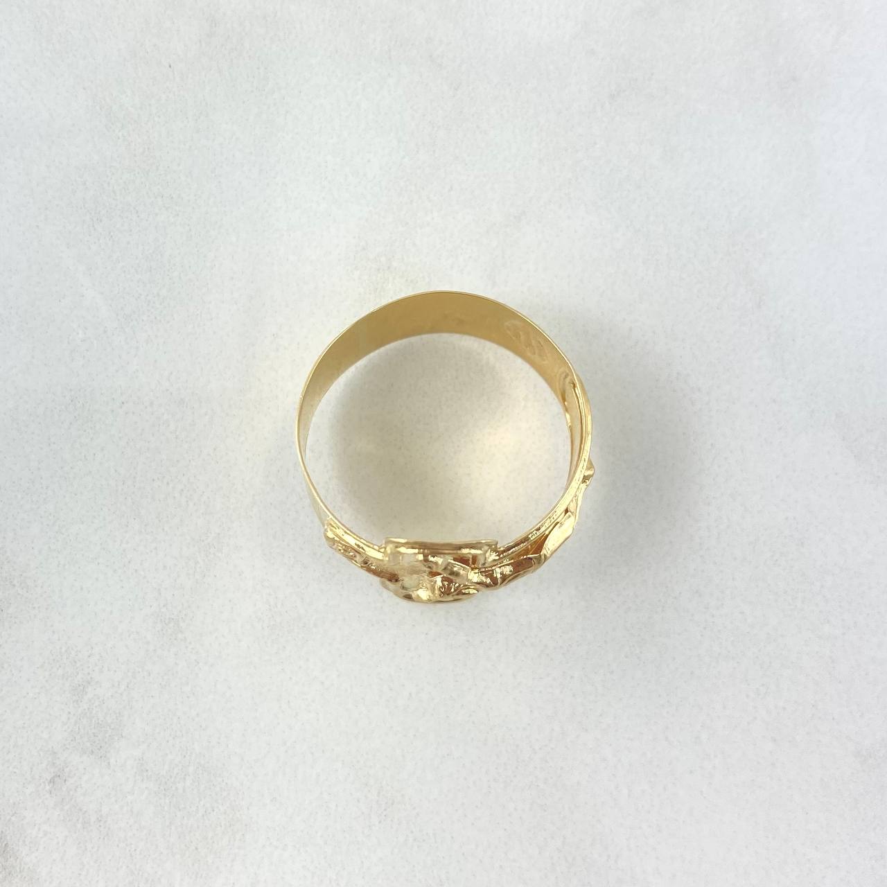 Cross Christ Ring 1.4gr / Size 5 3/4 / Textured 18K Yellow Gold