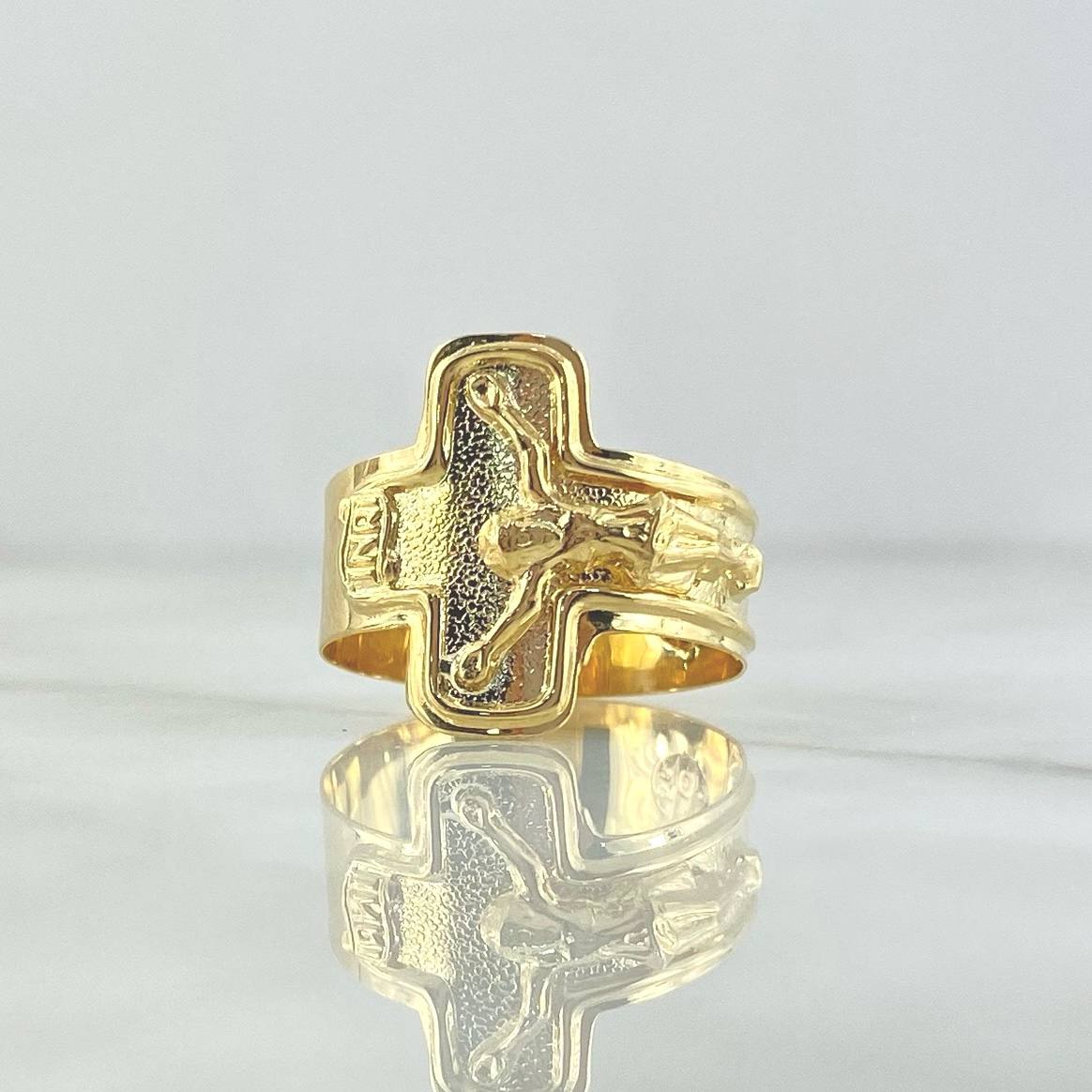Cross Christ Ring 1.4gr / Size 5 3/4 / Textured 18K Yellow Gold