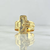 Cross Christ Ring 1.4gr / Size 5 3/4 / Textured 18K Yellow Gold