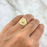 Sun Signet Ring 2gr / Size 7 / Textured Matte 18K Yellow Gold