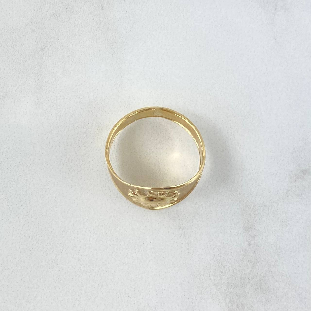 Sun Signet Ring 2gr / Size 7 / Textured Matte 18K Yellow Gold