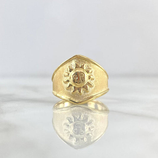 Sun Seal Ring 2gr / T6 1/2 / Textured Matte 18K Yellow Gold