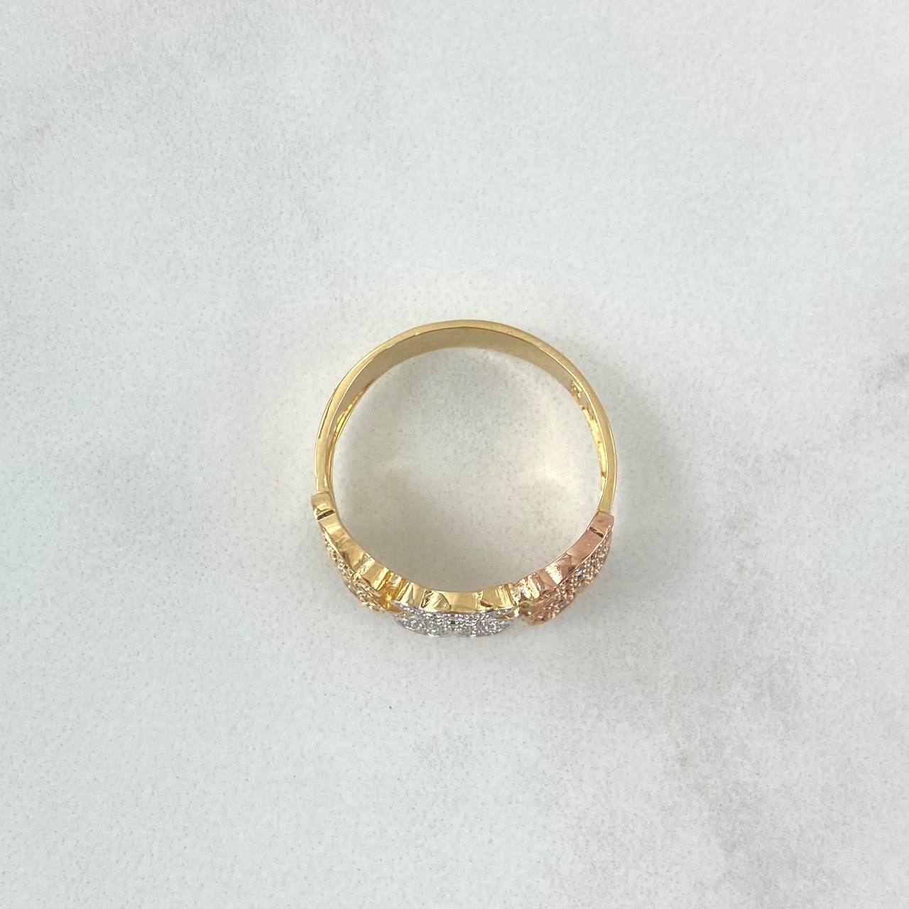 Trio Bears Ring TS 4.25gr / Size 8 3/4 / Blue, Green, Black, and White Zircons Three Golds