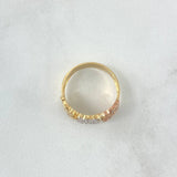 Trio Bears Ring TS 4.25gr / Size 8 3/4 / Blue, Green, Black, and White Zircons Three Golds