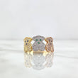 Trio Bears Ring TS 4.25gr / Size 8 3/4 / Blue, Green, Black, and White Zircons Three Golds