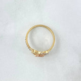 Quince Heart Ring 2.35gr / Size 6 1/4 / White Zircons Two Yellow and Rose Golds ©