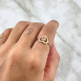 Quince Heart Ring 2.35gr / Size 6 1/4 / White Zircons Two Yellow and Rose Golds ©