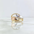 Rustic Wave Ring 3.85gr / Size 8 / White Zircons Three Golds