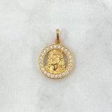 Pendant Jesus Face 2.7gr / 2.3cm / Circular White Zircons Yellow Gold