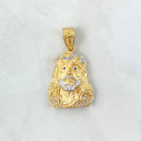 Pendant Face Jesus 10gr / 4cm / White Zircons Blue Eyes Two Golds Yellow White