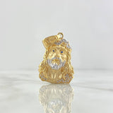 Pendant Face Jesus 10gr / 4cm / White Zircons Blue Eyes Two Golds Yellow White