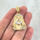 Pendant Face Jesus 10gr / 4cm / White Zircons Blue Eyes Two Golds Yellow White
