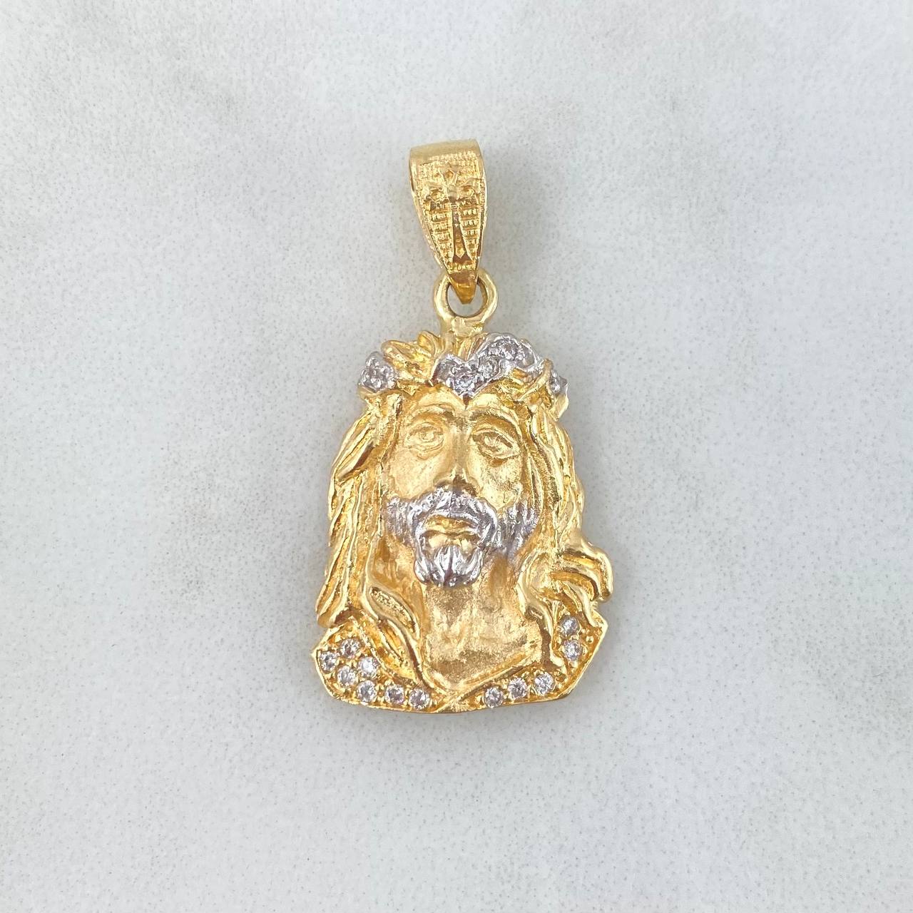 Pendant Face Jesus 6.15gr / 3.4cm / White Zircons Two-tone Yellow White Gold