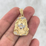 Pendant Face Jesus 6.15gr / 3.4cm / White Zircons Two-tone Yellow White Gold