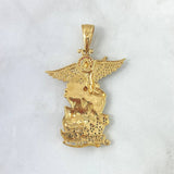 Pendant San Miguel Arcangel 14.05gr / 5.5cm / White, Black, and Fuchsia Zircons Yellow Gold