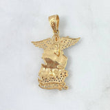 Pendant San Miguel Arcangel 7gr / 4cm / White and Black Zircons Yellow Gold