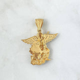 Pendant San Miguel Arcangel 8.75gr / 3.9cm / White Zircons Yellow Gold