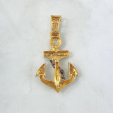 Pendant Anchor Loop 7.45gr / 4.5cm / White Zircons Two-tone Yellow and White Gold