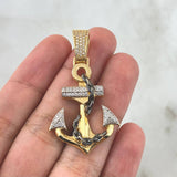 Pendant Anchor Loop 7.45gr / 4.5cm / White Zircons Two-tone Yellow and White Gold