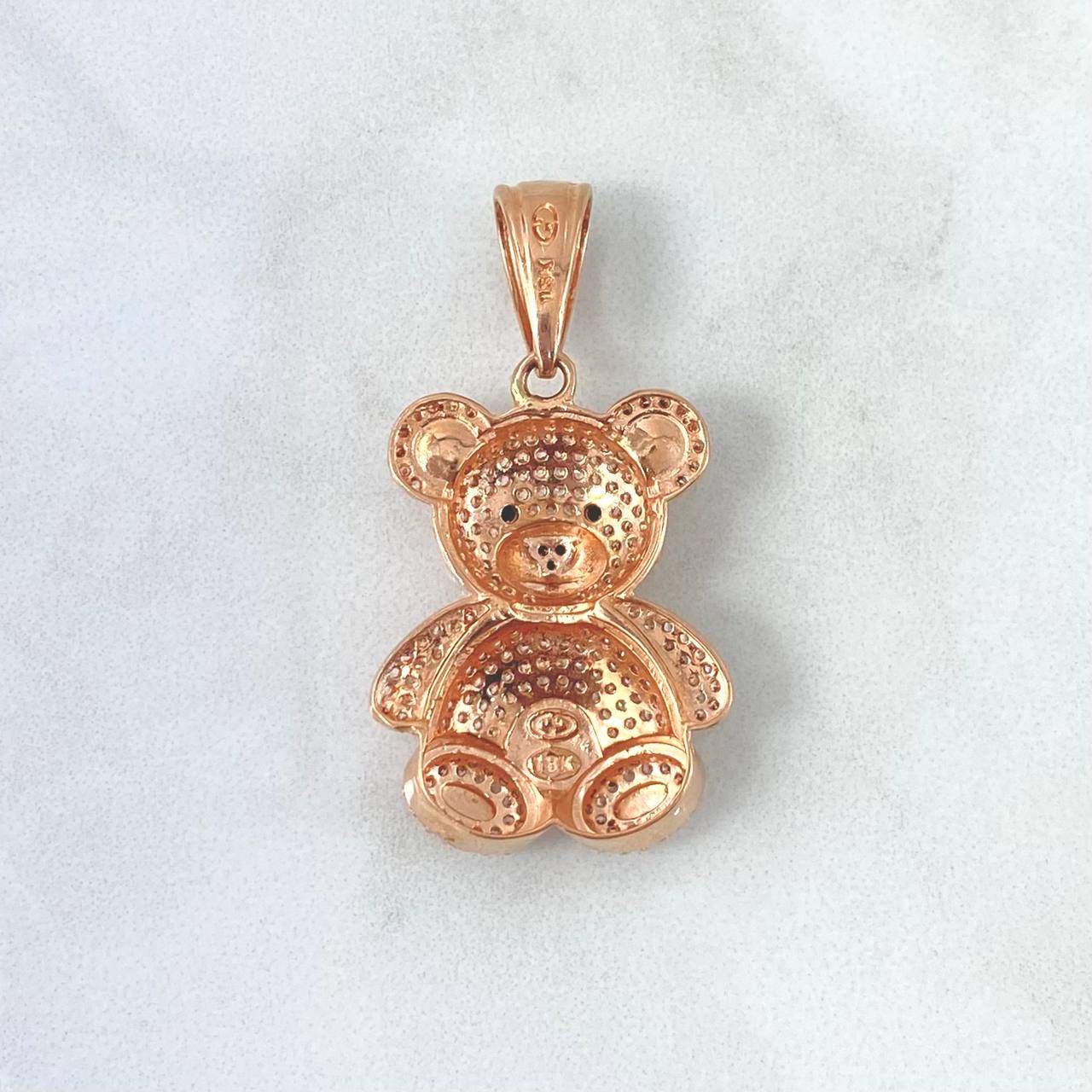 Pendant Bear 7.05gr / 4cm / Black and White Zircons Rose Gold *
