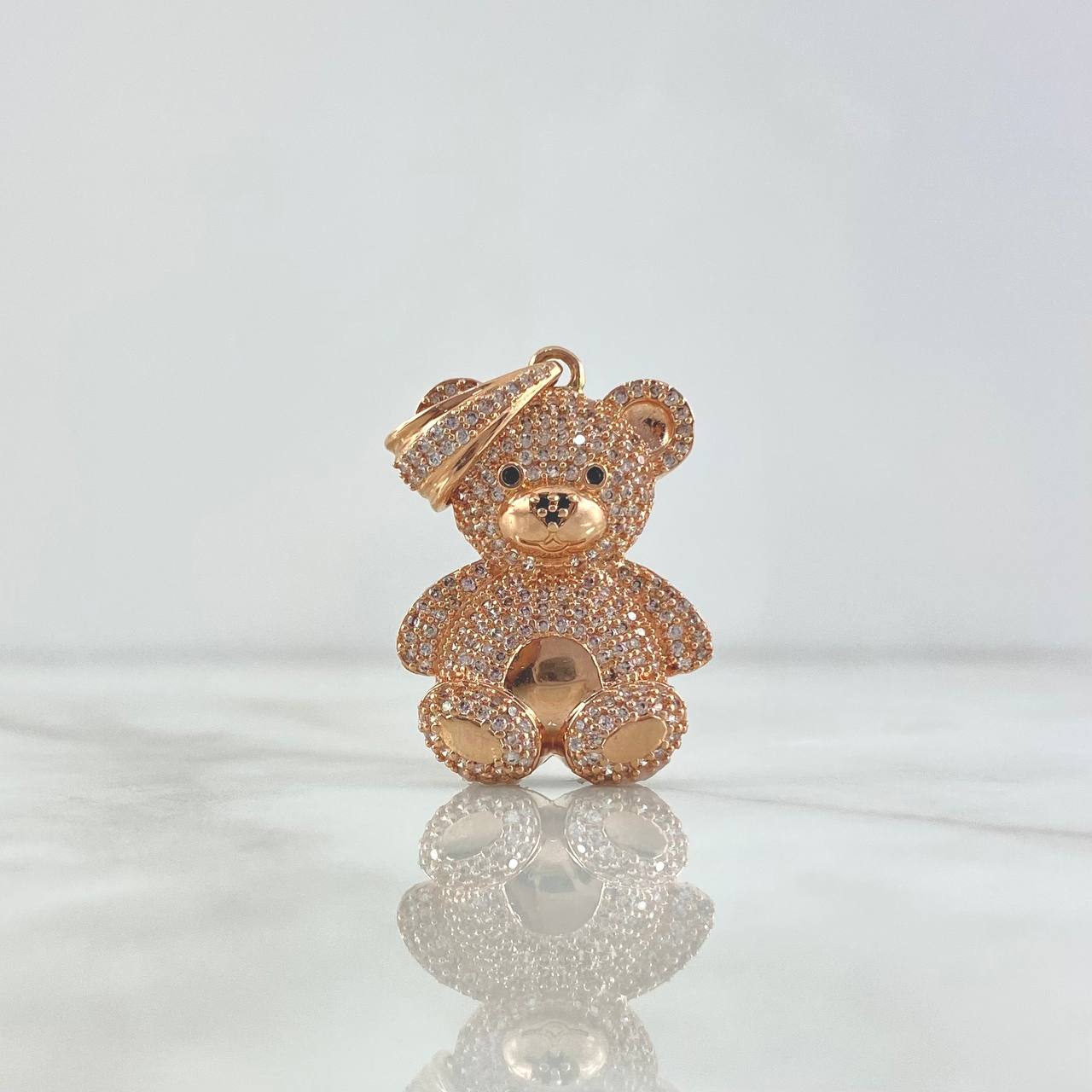 Pendant Bear 7.05gr / 4cm / Black and White Zircons Rose Gold *