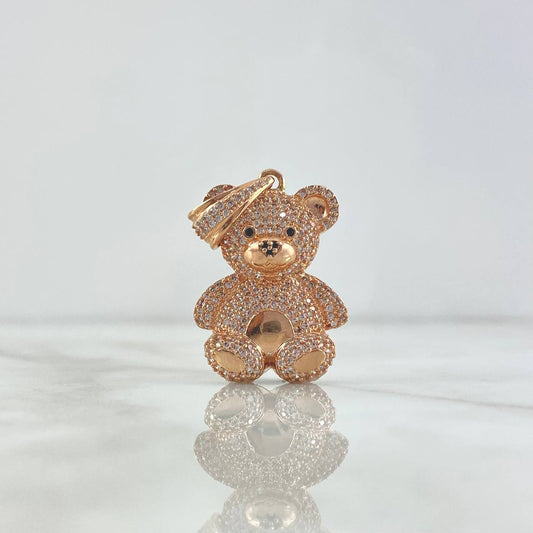Pendant Bear 7.05gr / 4cm / Black and White Zircons Rose Gold *