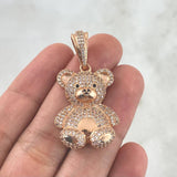 Pendant Bear 7.05gr / 4cm / Black and White Zircons Rose Gold *