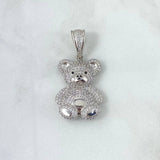 Pendant Bear 8.45gr / 4cm / Black and White Zircons White Gold *
