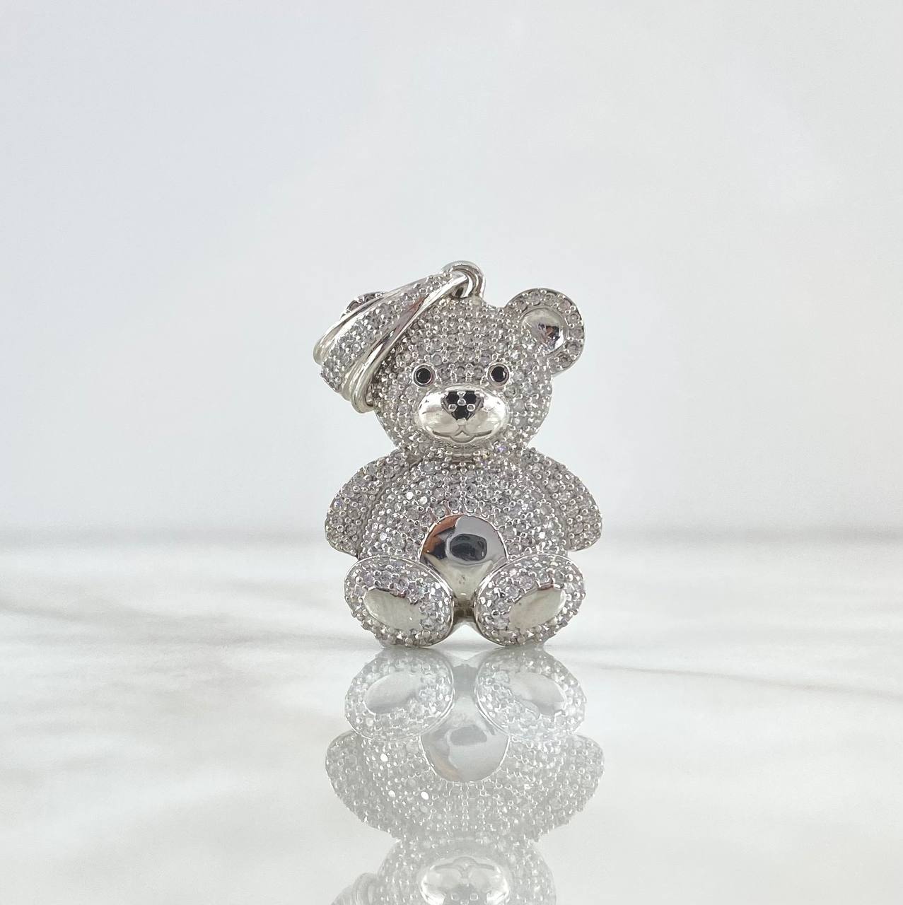 Pendant Bear 8.45gr / 4cm / Black and White Zircons White Gold *