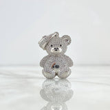 Pendant Bear 8.45gr / 4cm / Black and White Zircons White Gold *
