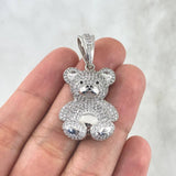 Pendant Bear 8.45gr / 4cm / Black and White Zircons White Gold *