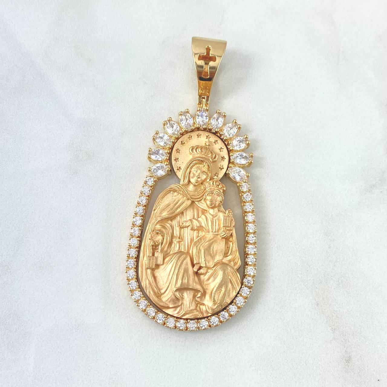 Dije Virgen DeL Carmen Mate 28.05gr / 6.9cm / Circones Blancos Oro Amarillo *