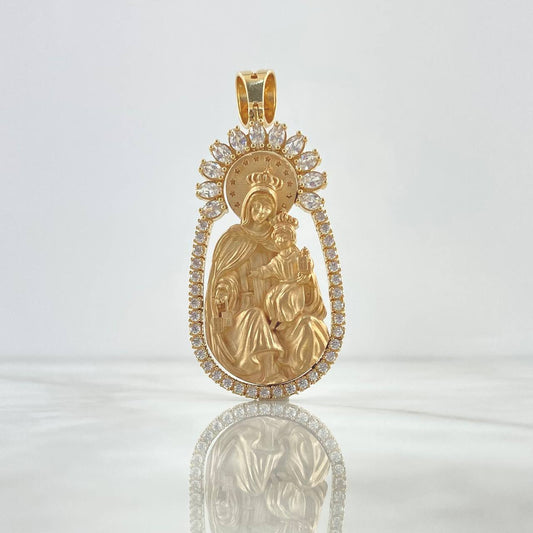 Dije Virgen DeL Carmen Mate 28.05gr / 6.9cm / Circones Blancos Oro Amarillo *