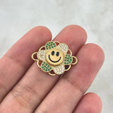 Charm Hardware 4.25gr / 2.3cm / White and Green Zircons Yellow Gold