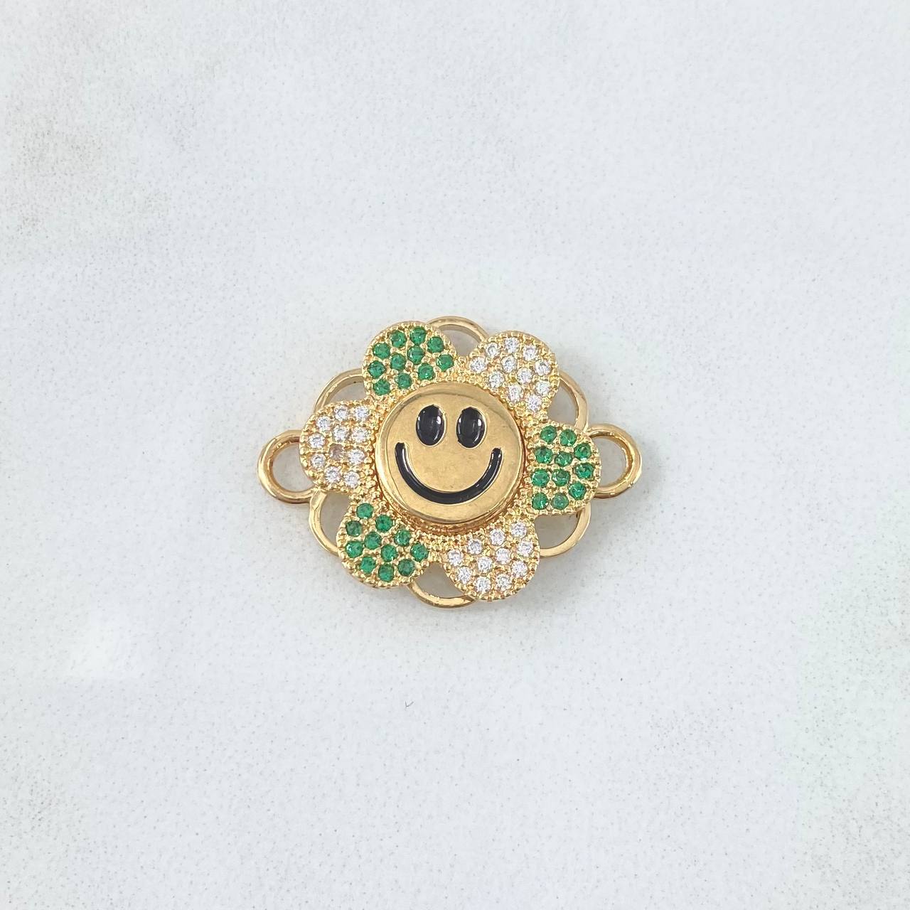 Charm Hardware 4.25gr / 2.3cm / White and Green Zircons Yellow Gold