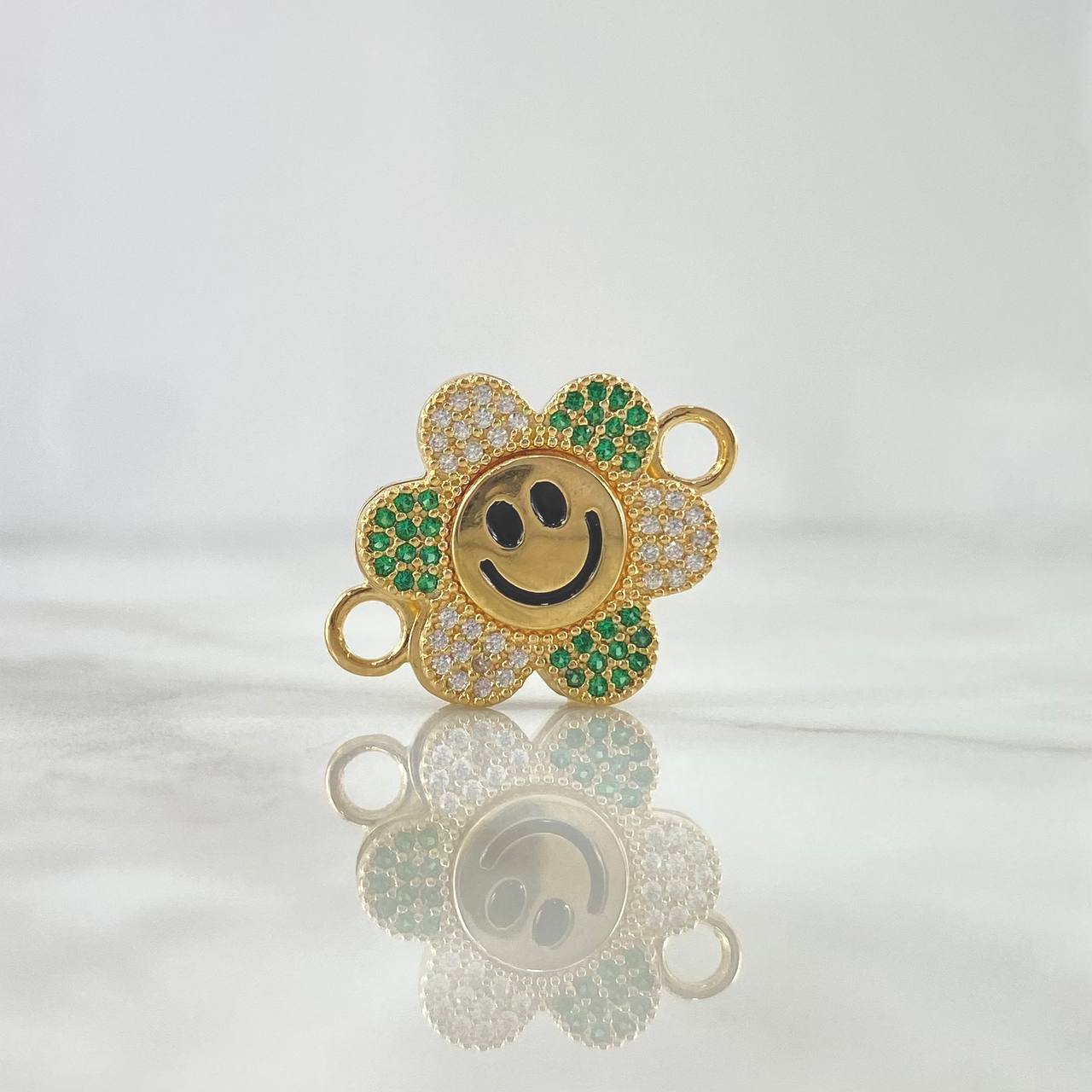Charm Hardware 4.25gr / 2.3cm / White and Green Zircons Yellow Gold