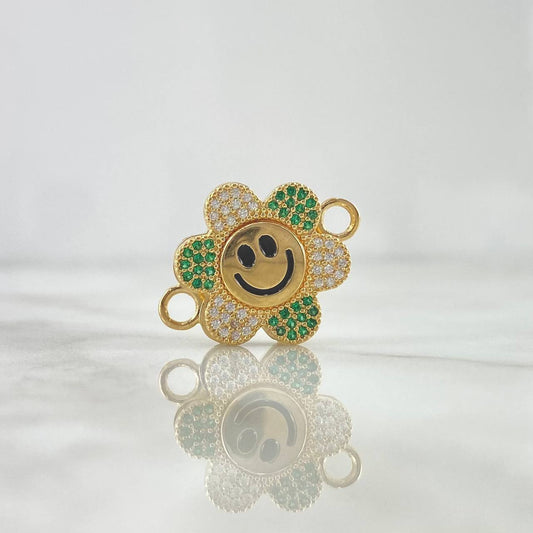 Charm Hardware 4.25gr / 2.3cm / White and Green Zircons Yellow Gold