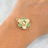 Charm Hardware 4.25gr / 2.3cm / White and Green Zircons Yellow Gold