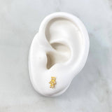 Stud Earrings Bear Silhouette 0.75gr / 7mm White Zircons Yellow Gold
