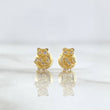 Stud Earrings Bear Silhouette 0.75gr / 7mm White Zircons Yellow Gold