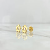 Stud Earrings Embroidered Flower 0.75gr / 8mm White Zircon Yellow Gold