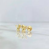 Stud Earrings Butterfly Silhouette Dotted 0.8gr / 7mm Green Zircons Yellow Gold