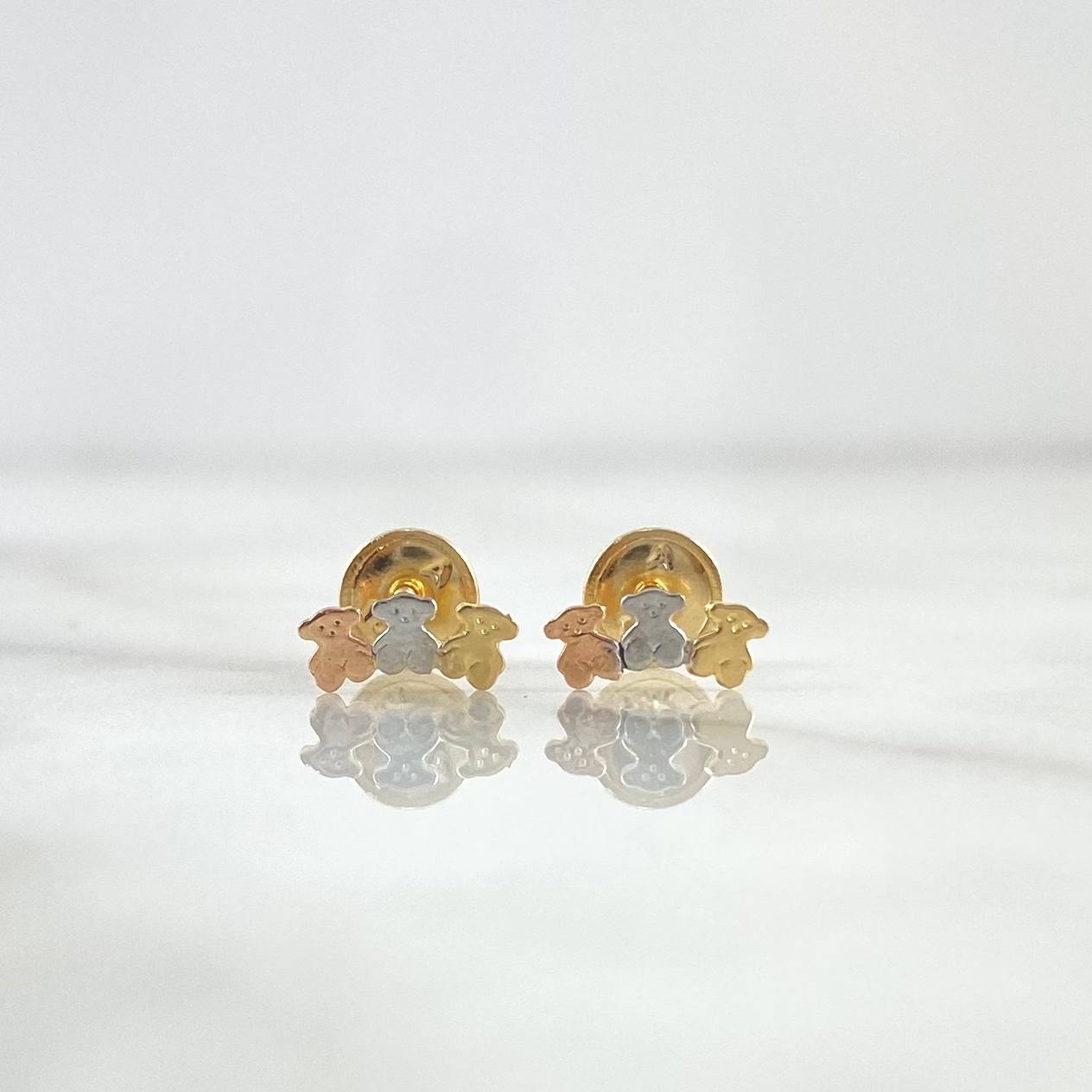 Stud Earrings Trio Osos TS 0.75gr / 8mm Smooth Three Golds